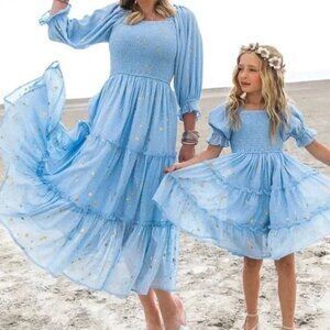 Ivy City Co Starry Nights Dress Baby Blue NWT